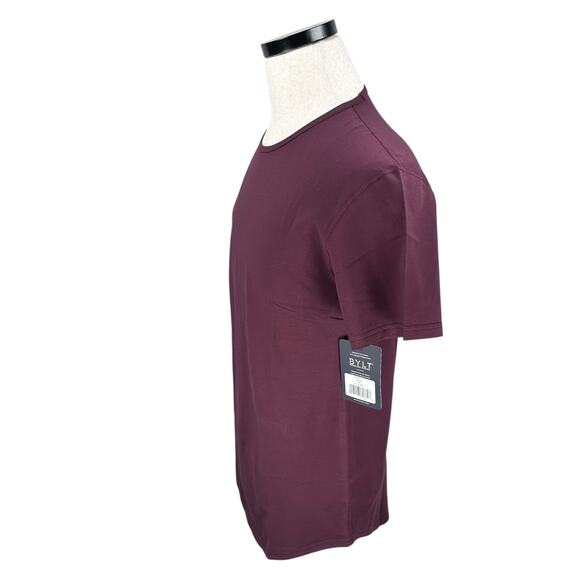 BYLT Drop-Cut Lux T-Shirt Mens Small Maroon Cotton Stretch Short Sleeve New - Picture 2 of 10